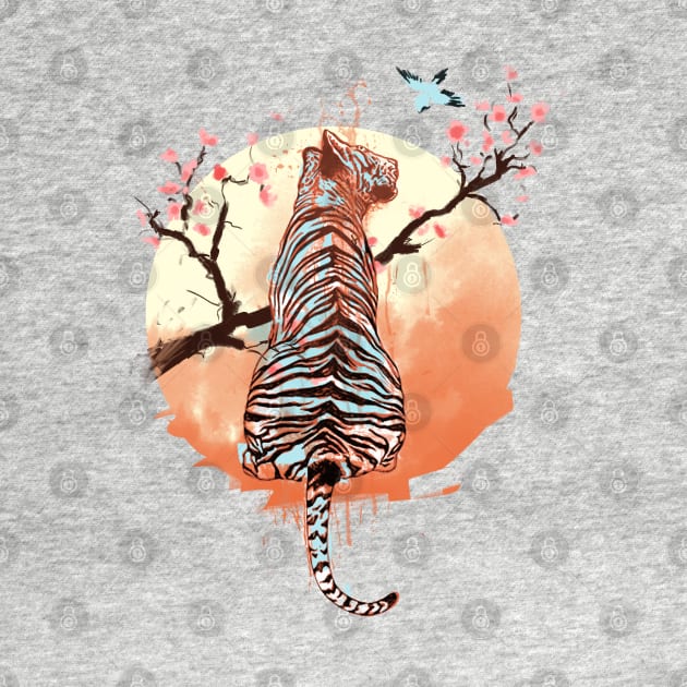 Tiger at the Sakura's Tree by IlonaHibernis